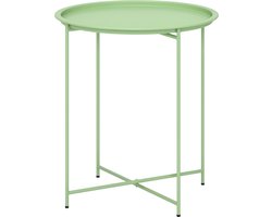 Tuintafel Rond - Inklapbare Buitentafel - Met Uitneembaar Dienblad - Stabiel Staal - Voor Terras En Balkon - Groen