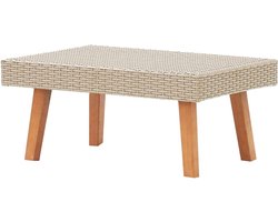 Tuintafel Rotan - Buiten Salontafel - Terras Decoratie - Weerbestendig Materiaal - Rechthoekig - Beige