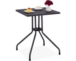 tuintafel - rotan look - 75 x 61 x 61 cm - vierkant - kunststof en metaal - zwart