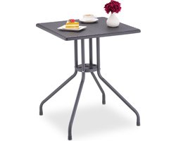 tuintafel - rotanlook - 75 x 61 x 61 cm - balkontafel - tot 60 kg - grijs