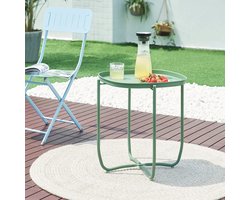 Tuintafel Sandefjord bijzettafel metaal 53x46x46cm groen [en.casa]