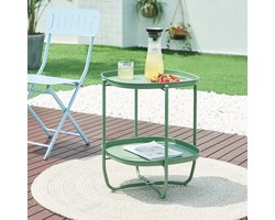 Tuintafel Sandefjord bijzettafel metaal 57,5x46x46cm groen [en.casa]