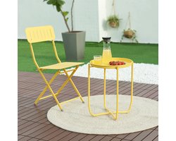 Tuintafel Sandefjord bijzettafel rond metaal 53xØ40 cm geel [en.casa]