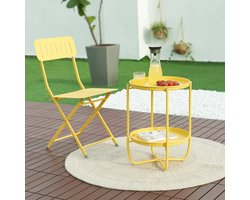 Tuintafel Sandefjord bijzettafel rond metaal 57,5xØ40 cm geel [en.casa]