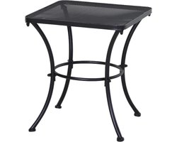 Tuintafel - Tuintafeltje - Balkontafel - Bistrotafel - Bijzettafel - Koffietafel - Zwart -Metaal - L45 x B45 x H52 cm