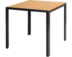 Tuintafel Vaylen - Aluminium - Voor binnen en buiten - Vierkante vijzettafel tuin - Zwart - Bistrotafel - Eettafel - Hitte- en Weerbestendig - Houtlook