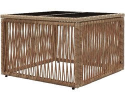 Tuintafel Vierkant - Salontafel Buiten - Terras Ontspanning - Weerbestendig Rotan - 55 x 55 x 37 cm - Beige Zwart
