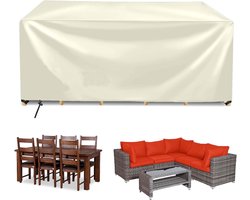 Tuintafelhoes - Meubelhoes Outdoor - Meubels Beschermen - 420D Oxford Stof - Rechthoekig - Roomwit