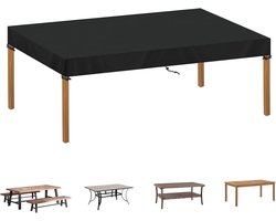 Tuintafelhoes, waterdichte tuinmeubelhoes, rechthoekige terrastafelblad, hoes voor tafel en stoelen, winddicht, anti-uv 420D Oxford-stof, 200 x 100 x 15 cm