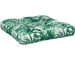 Tuinterras palletkussen 58x58x10 cm stof bladmotief