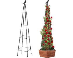 Tuintrellis voor klimplanten - Binnen en buiten - Lichtgewicht zwart - Verstelbare steunarmen Klimrek planten