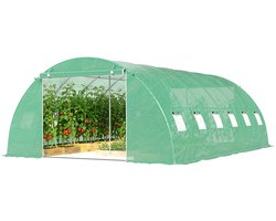 Tuintunnelkas - marktkas - gegalvaniseerd staal Ø25mm en versterkte constructie - 395x595x199cm - groen
