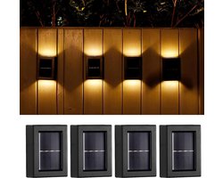 Tuinverlichting, 4-delige set, LED-wandlampen op zonne-energie, tuinverlichting op zonne-energie, IP65-beschermingsklasse, permanent geïntegreerde LED's.