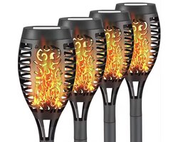 Tuinverlichting Fakkel - 6 stuks Solar Torch - Zonne-energie - Buitenverlichting - Tuinverlichting - LED tuinverlichting - vlam effect - tuinlamp - Tuinlantaarns - Buitenverlichting