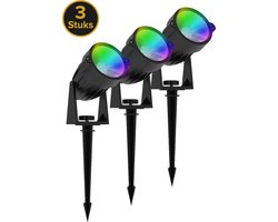 Tuinverlichting LED RGB - Tuinspots - Buitenlampjes - Buitenverlichting Wandlamp - Buitenlamp - 24V - 48 Watt - Kabellengte 3 m - Aluminium/Glas - 3 stuks