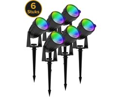 Tuinverlichting LED RGB - Tuinspots - Buitenlampjes - Buitenverlichting Wandlamp - Buitenlamp - 24V - 48 Watt - Kabellengte 3 m - Aluminium/Glas - 6 stuks