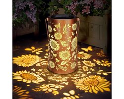 Tuinverlichting op zonneenergie-Warme kleuren Zonnebloem Solar Garden Light - Hanglamp met Zonnebloemlichteffect - Waterdichte Solar Tuinverlichting voor Tuin, Pad -Warme kleur - 1 Stuk