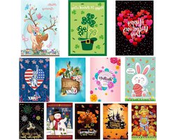 Tuinvlaggen Set - Decoratieve Vlaggen - Seizoensdecoratie Buiten - Dubbelzijdig Bedrukt - 12 Stuks 12x18 Inch - Multicolor