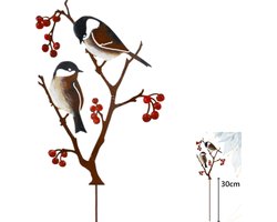 Tuinvloerinzetstuk - Vogelinzetstuk - Geschilderd vogelontwerp - Tuindecoratie voor buiten - Metaal - Tuinornament voor buiten - 30*20 cm