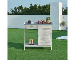 Tuinwerktafel Aliano oppottafel 98x48x94 cm grijs casa.pro