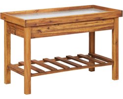 Tuinwerktafel Met Zinken Blad - Ideaal Voor Buitenruimtes - Duurzaam Design Voor Tuinklussen - Tuinwerkbank Voor Oppotten En Organisatie