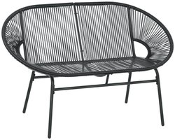 Tuinzetel 132 × 72 × 83 cm zwart metalen frame buitenstoel voor balkon fauteuil stoel relaxstoel met rugleuning en armleuningen stabiele en duurzame constructie geschikt voor tuin terras balkon en buitenruimte