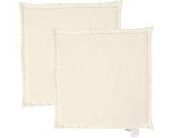 Tuinzitkussens 2 st | Tuinkussen vierkant 45x45x2 cm crèmekleurig