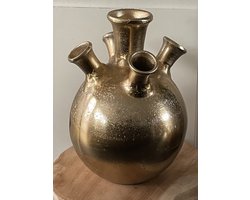 Tuitvaas aluminium Goud 28cm - Woon - Woonaccessoires - Wonen - Gold - Woonaccessoire - Deco - Decoratief - Bloem vaas - Bloemen vaas - Tulp vaas - Tulpen vaas - Chique - Luxe gouden tuit vaas - Interieur - Woonkamer Accessoire - Accessoires - Mooi