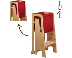 Tuki® Ontdekkingsdoek bordeauxrood - Learning Tower - Montessori Leertoren - Leertoren keukenhulp - Leer Toren - 360° valbeveiliging - Leertoren accessoires - Bordeauxrood