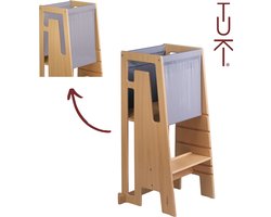 Tuki® Ontdekkingsdoek grijs - Learning Tower - Montessori Leertoren - Leertoren keukenhulp - Leer Toren - 360° valbeveiliging - Leertoren accessoires - Grijs