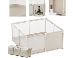Tulano Cozy 20 - Grondbox / baby box / kinderbox - 130x130 cm - voor binnen en buiten - ademend gaas - EN71 gecertificeerd - 6 tot 36 maanden - Beige