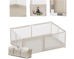 Tulano Cozy 22 - Grondbox / baby box / kinder box - 120x180 cm - voor binnen - ademend gaas - EN71-gecertificeerd - 6 tot 36 maanden - Beige