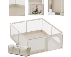 Tulano Cozy 25 - Grondbox / baby box / kinderbox - 150x180 cm - voor binnen en buiten - beige - ademend gaas - EN71 gecertificeerd - 6 tot 36 maanden - Beige