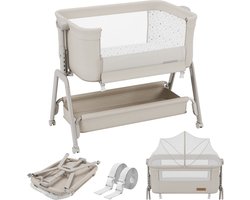 Tulano Dream 50 - 3-in-1 bijzetbedje - met muskietennet - matras met patronen - verstelbaar - beige