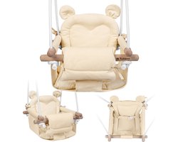 Tulano Hop 33 Babyschommel met Berenoren - Stoffen Kinderschommel inclusief Kussen - Beige