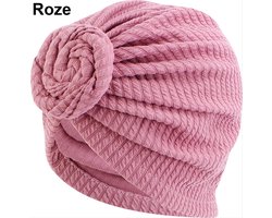 Tulband - Head wrap - Turban - Hijab - Hoofdbedekking - Hoofdband - Muts - Chemo muts - Elastisch - Stretch - Stretchy - Roze - Jonyx
