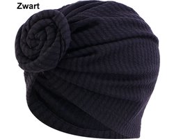 Tulband - Head wrap - Turban - Hijab - Hoofdbedekking - Hoofdband - Muts - Chemo muts - Elastisch - Stretch - Stretchy - Zwart - Jonyx