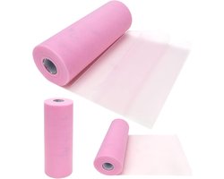 Tule rol 30 cm x 91,4 m, bruiloft, tule, decoratie, tafelloper, 100 m, tule band, tule stof voor doe-het-zelf tutu, rok, bruiloft, tafelloper, decoratie (roze)