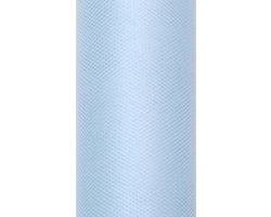"""Tule, sky-blauw, 0.5 x 9m"""