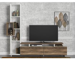 Tulip TV-meubel | 100% MELAMINE | Wit, Walnoot - Emob - Tv-wandmeubel - Bruin - Melamine
