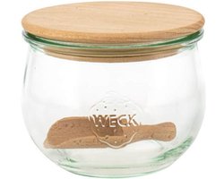 Tulp glazen pot met houten deksel 580ml 1 eenheid|Tulip glass jar with wooden lid 580ml 1 unit|Bocal en verre tulipe avec couvercle en bois 580ml 1 unité