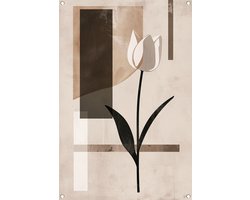 Tulp posters - Bloem tuinposter - Tuinposters japandi - Beige tuinposters - Tuinaccessoires - Tuin decoratie muurdecoratie tuinposter 100x150 cm