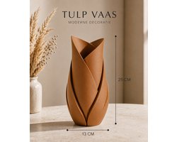 Tulp Vaas 25 cm Karamel - Moderne Decoratieve Vaas voor Droogbloemen & Kunstbloemen