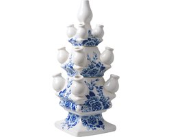Tulpenvaas - 40 cm - 3 delig - Delfts blauwe vaas - vaas blauw - cadeau voor vrouw - Heinen Delfts blauw - cadeau vrouw populair