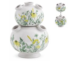 Tulpenvaas Set van 2 – Stapelbaar – Keramiek – Botanisch – Bloemenvaas - Groen