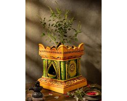 Tulsi Pot - Basilicum Pot - Binnen en Buiten - Handgemaakt Terracotta - 10 x 12 inch - Multicolor