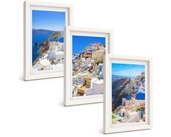 Tulup 3-Delige Schilderij Set - Landschapsarchitectuur en uitzichten op de stad Oia op Santorini, Griekenland - 20x30 - Decoratieve Schilderijen - Woonkamer - Interieur - Wanddecoratie