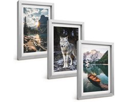 Tulup 4-Delige Schilderij Set - Bergen, meren en wolven in hun natuurlijke omgeving - 20 x 30 cm - Decoratieve Schilderijen - Woonkamer - Interieur - Woonkamer Decoratie