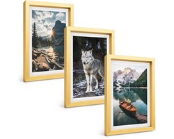 Tulup 4-Delige Schilderij Set - Bergen, meren en wolven in hun natuurlijke omgeving - 20 x 30 cm - Decoratieve Schilderijen - Woonkamer - Interieur - Wanddecoratie