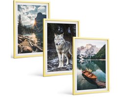 Tulup 4-Delige Schilderij Set - Bergen, meren en wolven in hun natuurlijke omgeving - 40 x 60 cm - Wanddecoratie - Woonkamer Decoratie